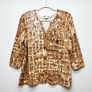 Coldwater Creek Sequin Painter Cardigan Sweater Womens 1X Evening Party Stretch